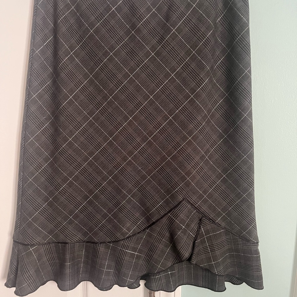 White House Black Market Charcoal Plaid A-Line Skirt
